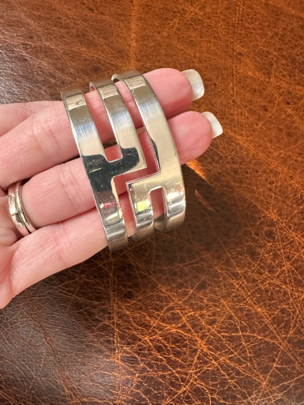 Rustic Cuff Silver Openwork Triple Band Cuff Bracelet